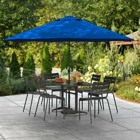LANCASTER TABLE & SEATING 11' Royal Blue Crank Lift Steel Umbrella 164UMBSS11RY